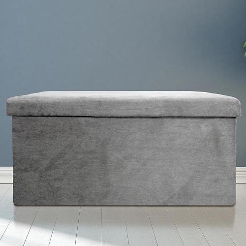 Velvet Storage Ottoman Box With Diamante Lid Storage Boxes Home Collection Taupe  