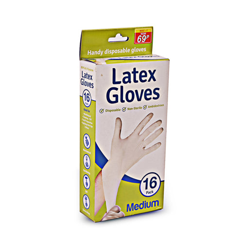 Latex Disposable Gloves 16 Pack Hygiene Gloves FabFinds Medium  