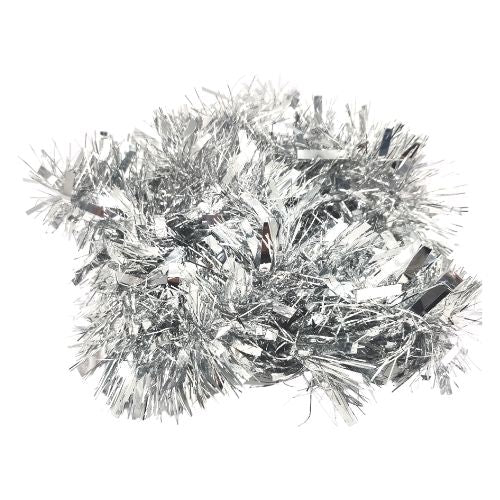 Silver Chunky Tinsel 2m Christmas Baubles, Ornaments & Tinsel FabFinds   