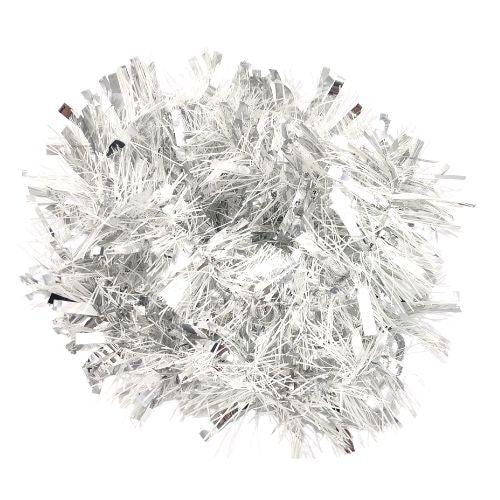 Silver & White Chunky Tinsel 2m Christmas Baubles, Ornaments & Tinsel FabFinds   