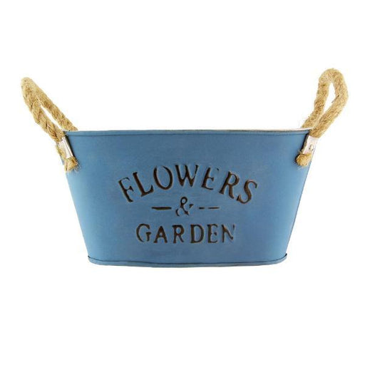 Vintage Tin Garden Indoor Planters Flower Pot 20cm Plant Pots & Planters FabFinds Pastel Blue  