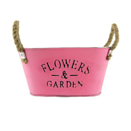 Vintage Tin Garden Indoor Planters Flower Pot 20cm Plant Pots & Planters FabFinds Pastel Pink  