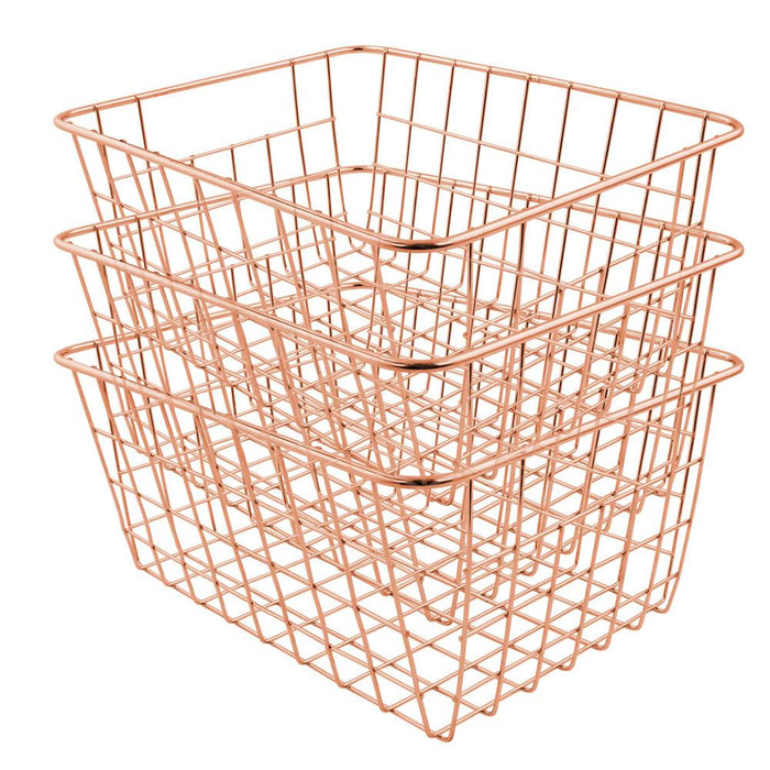 Soho Wire Storage Basket in Rose Gold Storage Baskets FabFinds   