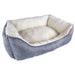 Square Linen Pet Dog Bed Medium Dog Beds FabFinds Blue  