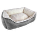 Large Linen Square and Faux Fur Dog Bed Dog Beds The Pet Hut Grey  