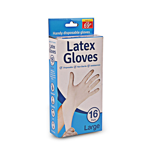 Latex Disposable Gloves 16 Pack Hygiene Gloves FabFinds Large  