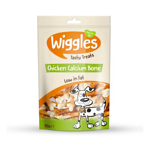 Wiggles Chicken Calcium Bone Dog Treats 100g Dog Food & Treats Wiggles   