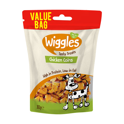 Wiggles Chicken Coins Dog Treats Dog Food & Treats FabFinds 300g  