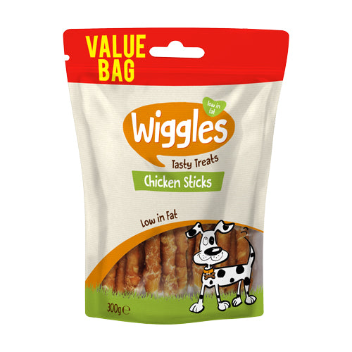 Wiggles Chicken Sticks Dog Treats Assorted Sizes Dog Food & Treats FabFinds 300g  