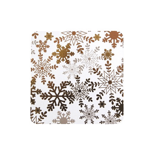 Snowflake Christmas Coasters White & Gold 4 Pack Christmas Tableware FabFinds   