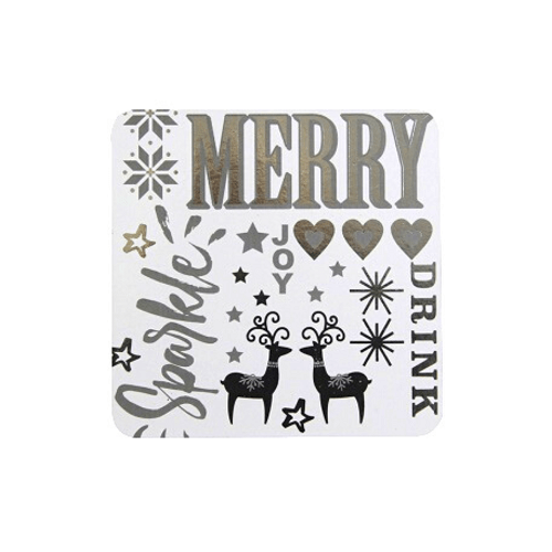 Festive Christmas Coasters Silver & White 4 Pack Christmas Tableware FabFinds   