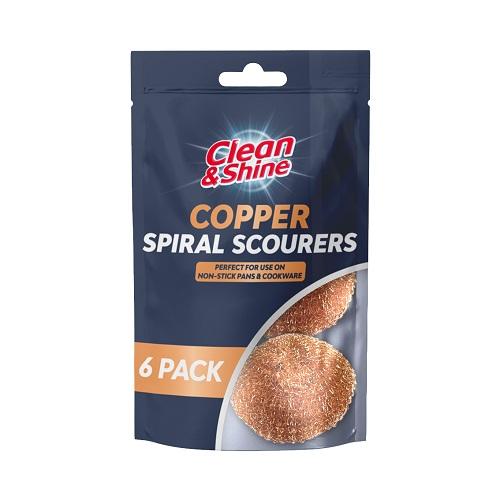 Clean & Shine Copper Spiral Scourers Pack Of 6 Cloths, Sponges & Scourers Clean & Shine   