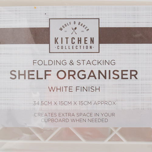 Folding & Stacking Shelf Organiser 34.5cm Kitchen Storage woolf & baker   