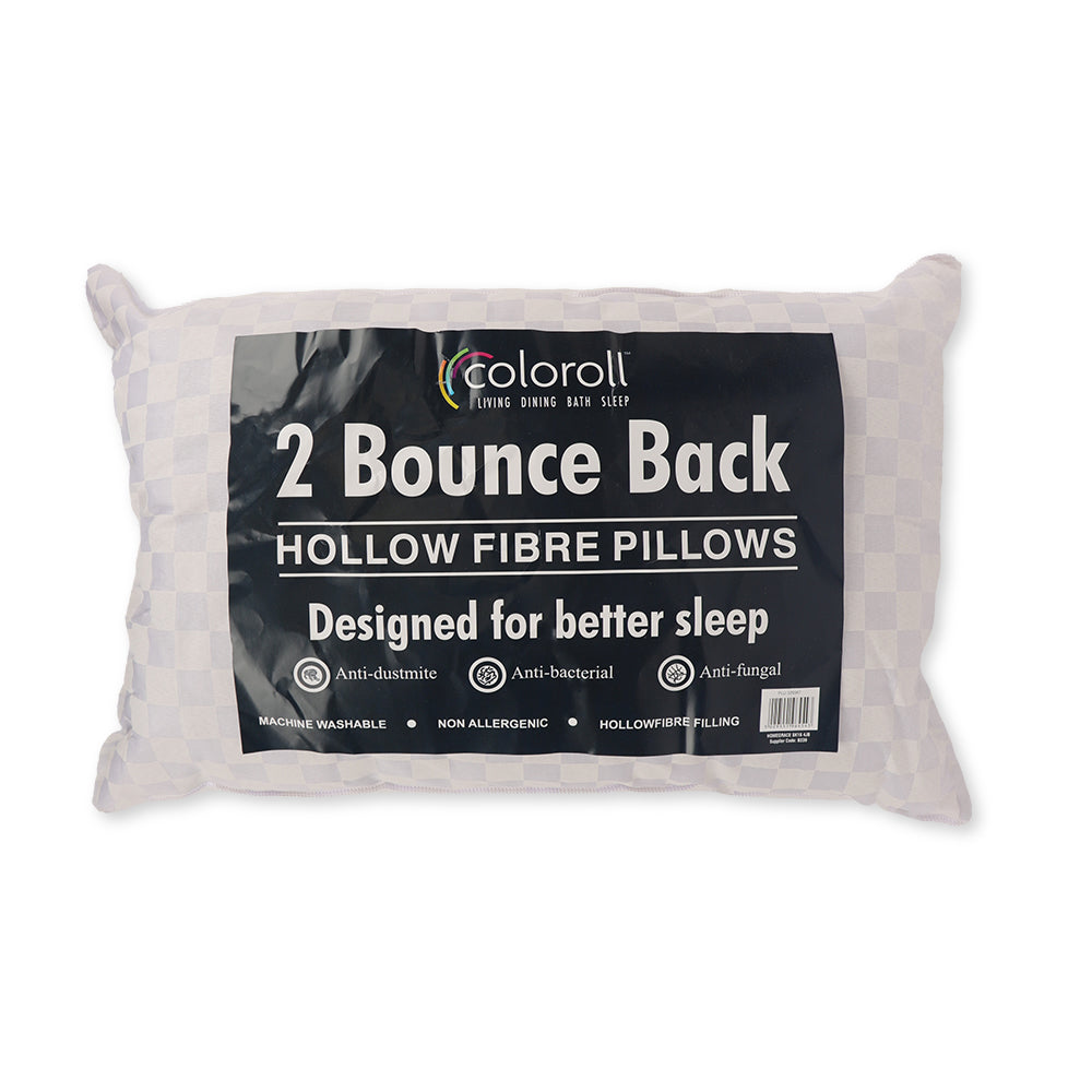 Coloroll 2 Bounce Back Hollow Fibre Pillows 2 Pk FabFinds