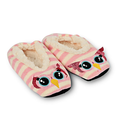 Girls Animal Cosy Toes Pink Owl Assorted Sizes Kids Snuggle Socks Rose & Alfie   