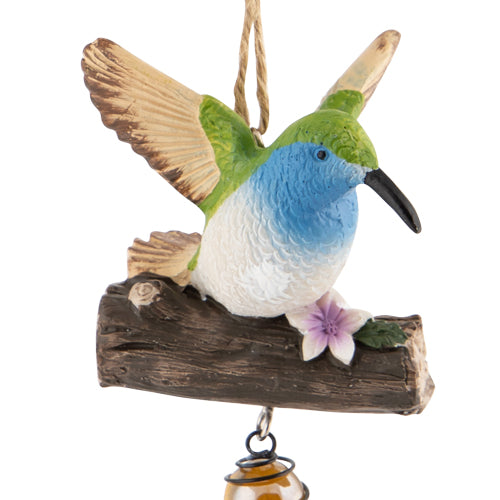 Bird On A Log Hanging Windchime Decoration Assorted Colours Garden Decor FabFinds Blue  