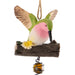 Bird On A Log Hanging Windchime Decoration Assorted Colours Garden Decor FabFinds Pink  