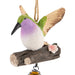 Bird On A Log Hanging Windchime Decoration Assorted Colours Garden Decor FabFinds Purple  