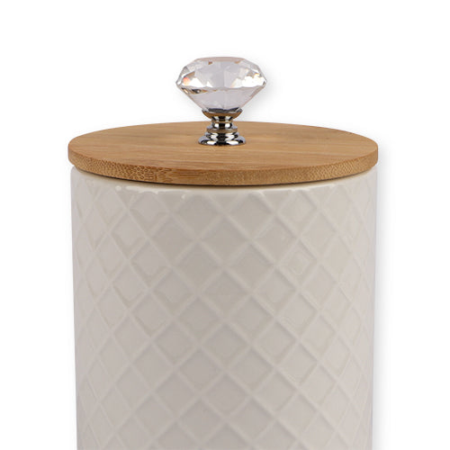 Ceramic Kitchen Canister With Diamante & Bamboo Lid Kitchen Storage FabFinds   