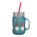 Blue Frosted Glass Gonk Mason Jar With Straw Christmas Tableware FabFinds   