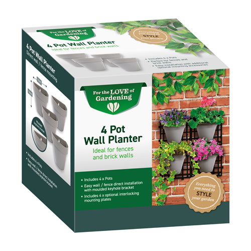 For The Love Of Gardening 4 Pot Wall Planter Plant Pots & Planters for the love of gardening   