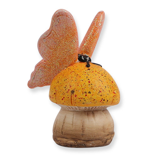 Mini Butterfly Toadstool Garden Ornament Garden Ornaments for the love of gardening Orange  