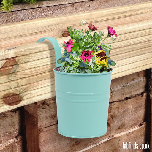 Small Colourful Hanging Over The Fence Tin Pail Planter 10cm Plant Pots & Planters FabFinds   