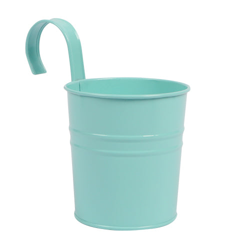 Small Colourful Hanging Over The Fence Tin Pail Planter 10cm Plant Pots & Planters FabFinds Turquoise  