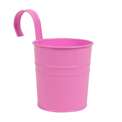 Small Colourful Hanging Over The Fence Tin Pail Planter 10cm Plant Pots & Planters FabFinds Pink  