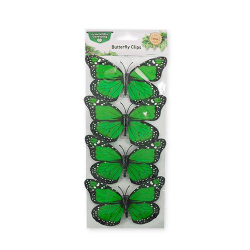 For The Love Of Gardening Butterfly Clips 4 Pk Assorted Colours Garden Accessories for the love of gardening Green  