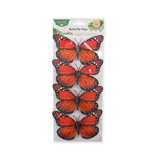 For The Love Of Gardening Butterfly Clips 4 Pk Assorted Colours Garden Accessories for the love of gardening Orange  