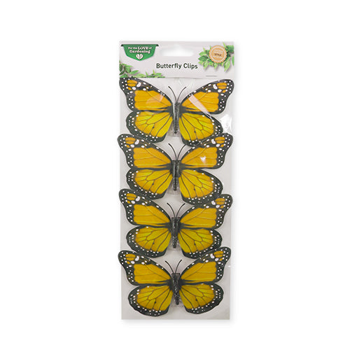 For The Love Of Gardening Butterfly Clips 4 Pk Assorted Colours Garden Accessories for the love of gardening Yellow  
