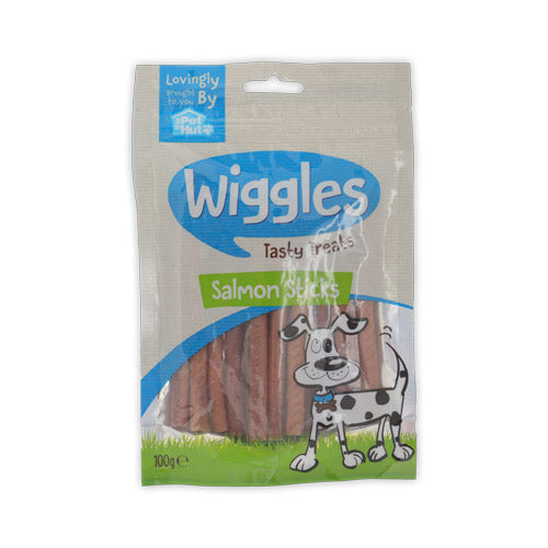 Wiggles Salmon Sticks Dog Treats 100g Dog Treats Wiggles   