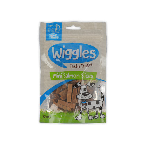 Wiggles Mini Salmon Slices Dog Treats 100g Dog Treats Wiggles   