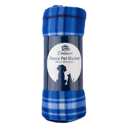 The Pet Hut Fleece Pet Blanket 100cm x 98cm Assorted Styles Petcare The Pet Hut Blue Check  