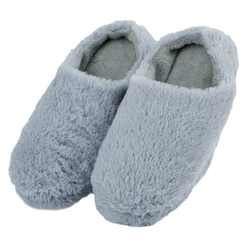 Ladies Faux Fur Memory Foam Slippers Grey Assorted Sizes Slippers FabFinds 6-8  