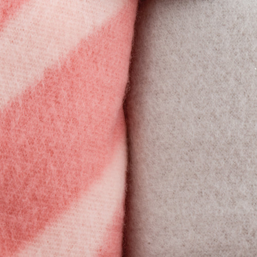 Coloroll Pink Stripe & Grey Fleece Throws 100 x 150cm 2Pk Throws & Blankets FabFinds   