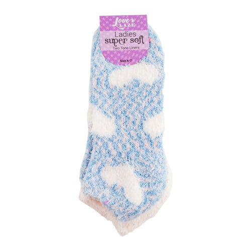 Love To Laze Ladies Super Soft Two Tone Socks Size 4-7 Assorted Colours Socks & Snuggle Socks FabFinds Blue  