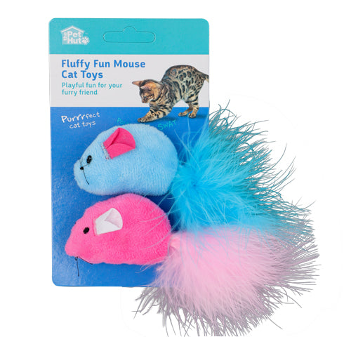 The Pet Hut Fluffy Fun Mouse Cat Toys Set of 2 Cat Toys The Pet Hut   