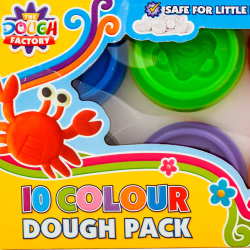 The Dough Factory 2oz Coloured Dough Tubs 10 Pack Arts & Crafts Nixy Toys   