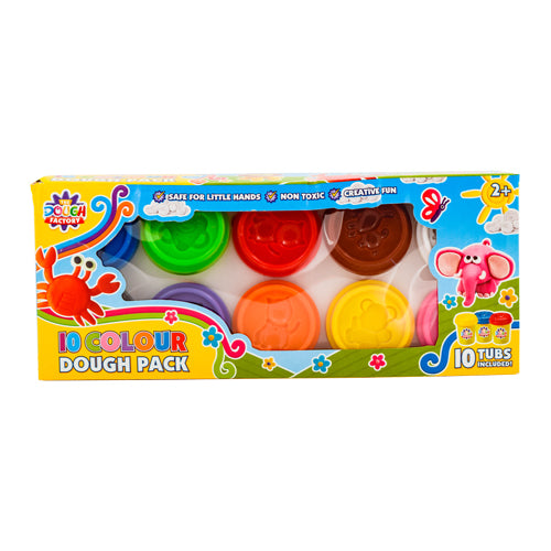 The Dough Factory 2oz Coloured Dough Tubs 10 Pack | FabFinds