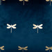 Valtene Navy and Gold Dragonfly Velvet Cushion 45cm x 45cm Cushions FabFinds   