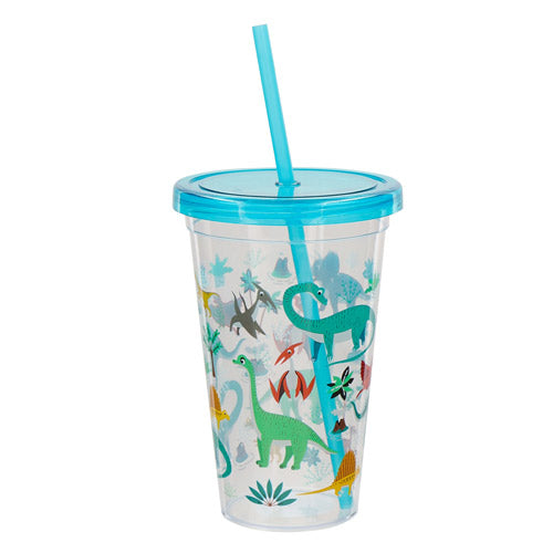 Dinosaur Plastic Drinking Cup With Straw Kitchen Accessories FabFinds   