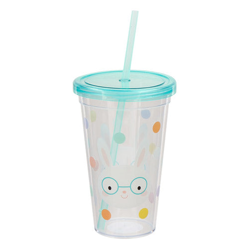 Easter Bunny with Glasses Plastic Drinking Cup With Straw Kitchen Accessories FabFinds   