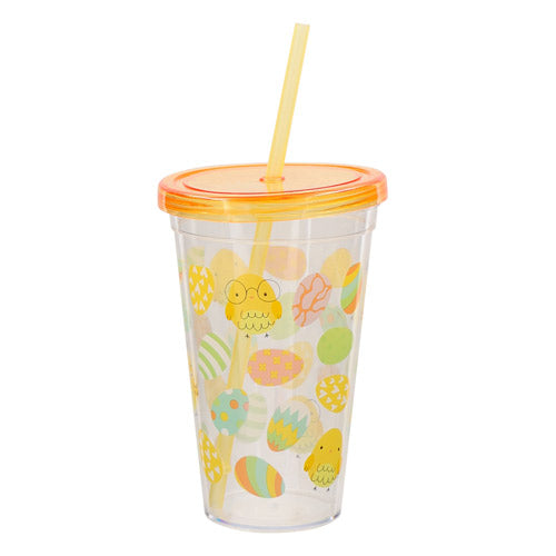 Yellow Chicks and Eggs Easter Drinking Cup With Straw Kitchen Accessories FabFinds   