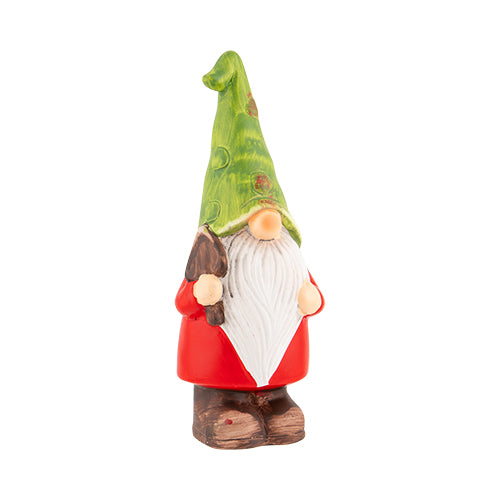 Flower and Spade Green Hat Garden Gnome H25cm Assorted Styles Garden Ornaments FabFinds Spade Gnome  