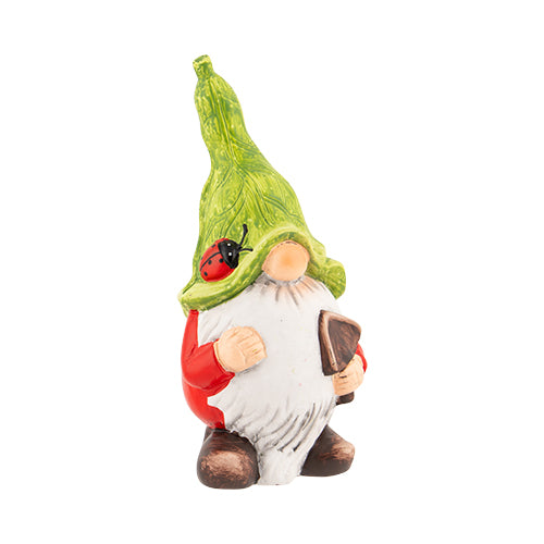 Garden Gnome With Green Hat Assorted Styles H 24cm Garden Ornaments FabFinds Ladybird  