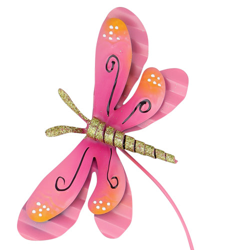 Roots & Shoots Dragonfly Stake Garden Decoration Assorted Colours Garden Decor Roots & Shoots Pink  