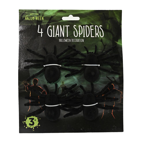 Halloween Velvet Giant Spiders 4 Pack Halloween Decorations FabFinds   