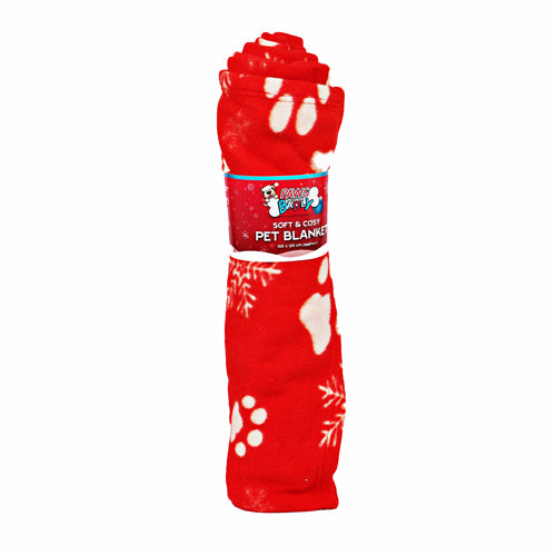 Paws Behavin' Badly Soft & Cosy Snowflake Pet Blanket 100cm x 120cm Petcare FabFinds Red  